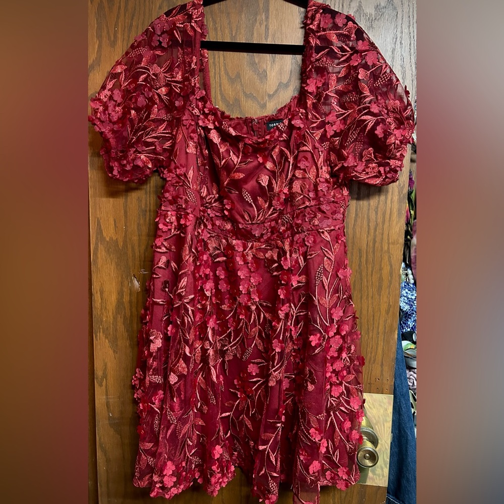 Torrid Red Floral Lace Dress